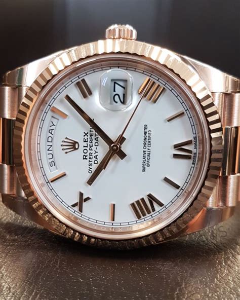 rolex oyster day date rose gold white face|day date 40mm yellow gold.